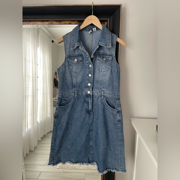 Joie Sleeveless Classic Denim Mini Dress - Picture 2 of 5
